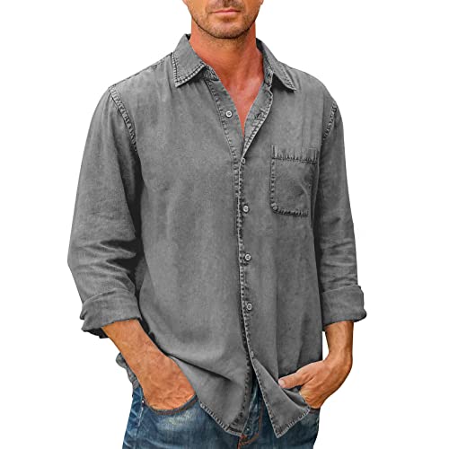 Asija Warehouse Deal Leinenhemd Herren Hemd Langarm Baumwolle Leinen Hemden Button-Down Freizeithemden Casual Regular Fit Sommerhemd Retro Einfarbig mit Knöpfen Freizeithemd Outdoor Basic Langarmhemd Asija Warehouse Deal Leinenhemd Herren Hemd Langarm Baumwolle Leinen Hemden Button-Down Freizeithemden Casual Regular Fit Sommerhemd Retro Einfarbig mit Knöpfen Freizeithemd Outdoor Basic Langarmhemd von Asija