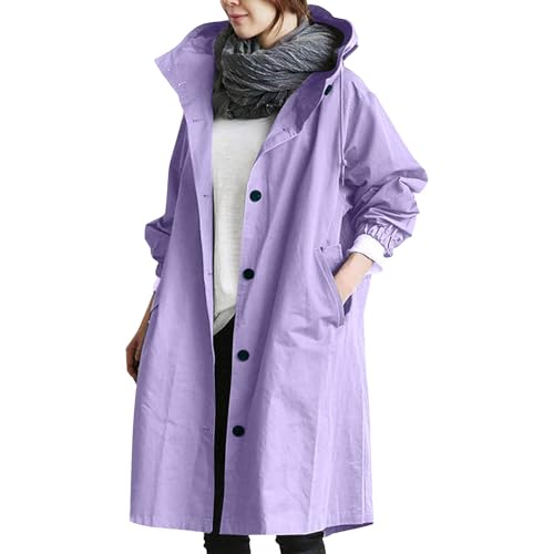 Asija Windbreaker Damen Windjacke Damen Winddicht Regenjacke Atmungsaktiv Regenmantel Leichte Wasserdicht mit Kapuze Einfarbig Outdoorjacke Herbst Winter Warm übergangsjack Regenjacke rot M von Asija