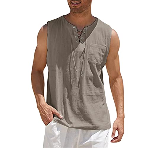 t Shirts männer Set Herren Frühling und Sommer Tops Casual Sport Ärmelloses Top Baumwolle Leinen Weste Solide Sommer Cool Muskelshirt Fitness Muscle Tank Top von Asija