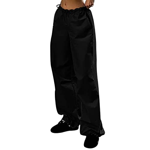 Cargohose Damen High Waist Hip Hop Freizeithose Teenager Mädchen Streetwear Cargo Hosen mit Taschen Parachute Pants Y2k Cargohose Damen Baggy Hose Mädchen Weite Cargo Pants High Waist Streetwear von Asija