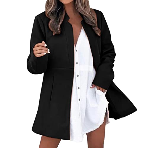 Damen Longblazer Rot Wolle Blazer Damen Elegant Offener Kurz Mantel Streetwear Solid Langarm Cardigan Strickjacke Slim Fit Kurzmantel Trenchcoat Female Blazer Jersey Jacke Übergangsjacke Strickmantel von Asija