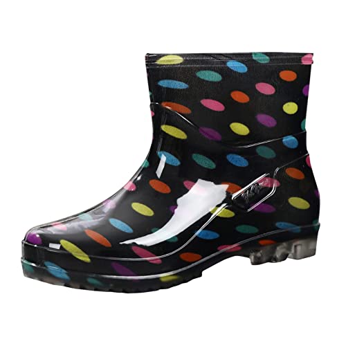 Gummistiefeletten Damen Breite Füße Gummistiefel Damen Wasserdicht Flach Gummischuhe Atmungsaktiv Stiefeletten Schlupfstiefel Outdoor Gummistiefeletten Kurze Regenstiefeletten Frauen Regenstiefel von Asija