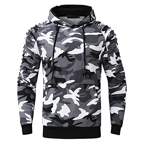 Asija Herren Kapuzenpullover Kapuzenjacke Hoodie Slim Fit Camouflage Sweatshirt Langarm Patchwork Pullover-Shirt mit Kapuze Sportjacke Outdoorjacke von Asija