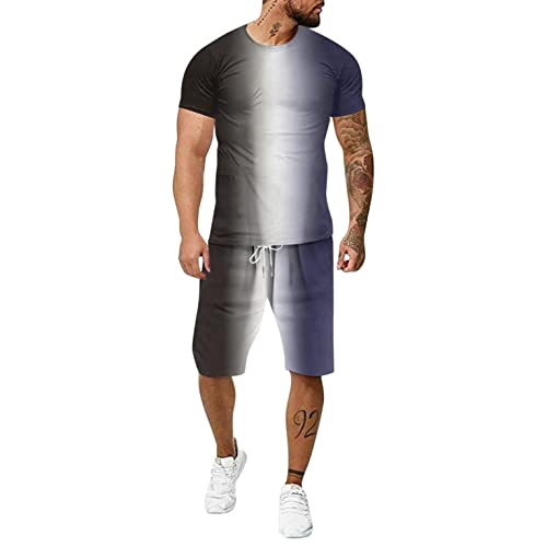 Herren Trainingsanzug Set Kurzarm Blumen Hawaii Hemd Shorts Freizeitanzug Druckanzug Shirt Jogginganzug Sommer Sport Anzug Männer T-Shirt Hose Klassisch Einfarbig Leicht Atmungsaktiv Rundhals Outfit von Asija