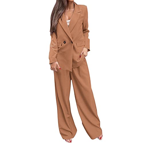 Hosenanzug Damen Blazer Hosenanzug Damen Elegant Business Anzug Set Hosenanzug Blazer Zweiteiliger Anzug Langarm Anzugjacke Slim Set Einfarbig Gestreiftes Quadrat Damenanzug 2 Stück von Asija