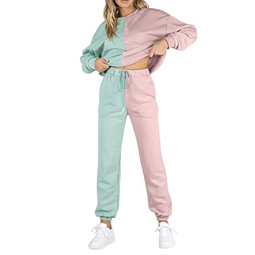 Jogginganzug Damen Set Oversize Jogginghose damen Reißverschluss V-Ausschnitt Sweatshirt Bequeme Sporthose sets Leicht Solid zweiteiliger damen loose overall sets Sommer und Herbst sets mit Taschen von Asija