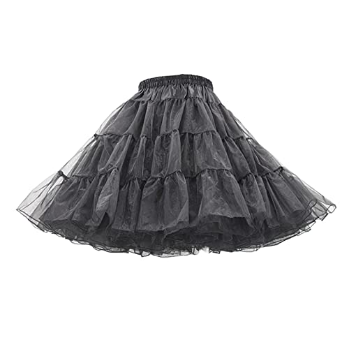 Karneval KostüM Damen Petticoat Unterrock Schwarz Petticoat Damen 50er Jahre Frauen Retro Petticoat Unterrock Vintage A-Linie Crinoline Halb Slips für Rockabilly Tutu Rock Rockabilly Kleid von Asija