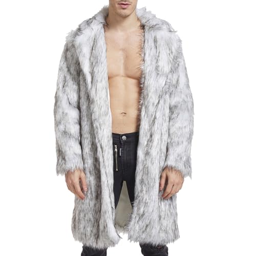 Pelzjacke Herren Kunstpelz Mantel Herren Pelzmantel Herren Lang Kunst Felljacke Pelzkragen Wind Coat Winterjacke Faux Pelz Fur Warm Mantel Pelzjacke Faux Pelz Jacke Cardigan Winterjacke Männer Parka von Asija