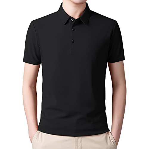 Poloshirt Herren Kurzarm,Herren Poloshirt Slim Fit Kurzarm schwarz weiß blau grau Einfarbig Basic Golf T-Shirt Stickerei Sports Outdoor geeksport Tennis Basic Regular Fit Golf Farbe von Asija