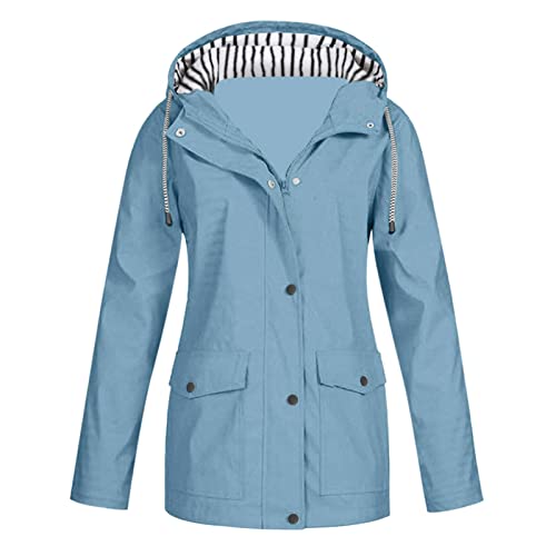 Regenmantel Damen, Windjacke Frauen Friesennerz Regenmantel Kapuze Gefüttert Wasserdicht Wetterfest Windbreaker Übergangsjacke Lang Funktionsjacke Windjacke Leicht Regenmante Regenponcho Kinder 110 von Asija