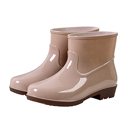 Regenstiefel Damen Mit Absatz Gummistiefel Damen Gefüttert 37 Halbhoch Gelb Gummistiefel Rain Boots Leicht Outdoor Atmungsaktiv Gummi Boot Gummistiefeletten Regenstiefel Winddicht Wasserdicht von Asija