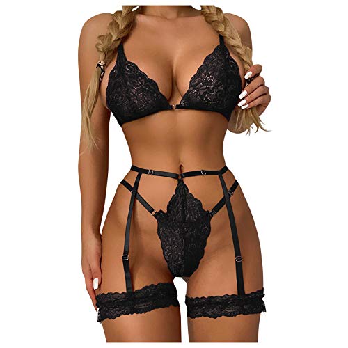 Sexy Dessous Damen für Sexy Unterwäsche Tiefer V-Ausschnitt Halfter Spitze Damen Reizwäsche Negligee Babydoll Unregelmäßiger Hem Nachtwäsche Spitze Nachthemd Lingerie Nachtkleid G-String Sleepwear von Asija