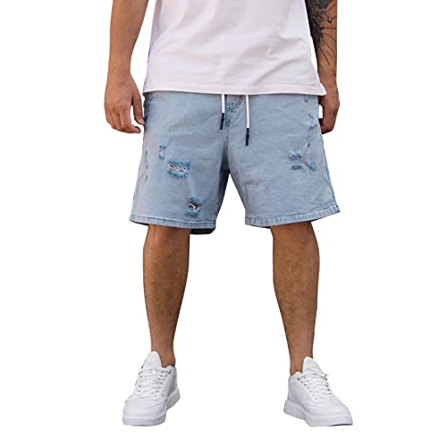 Shorts Herren Sport Lässige Denim Shorts Für Männer Stretchige Ausgefranste Und Zerrissene Denim Fünf Teiler Sport Shorts Herren Kurz Kurze Hosen Herren Chino Sport Shorts Denim Jeans Streetwear von Asija