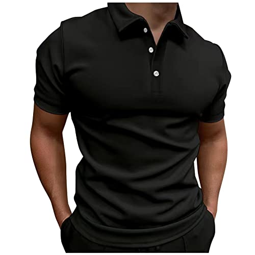 Sport Shirts FüR Herren,Poloshirt Kurzarm Polokragen geknöpft Logo-Stick Mittelblau Kurzarm Giraffe Stickerei Slim Fit schwarz weiß blau grau Sports Outdoor Sport geeksport Tennis von Asija