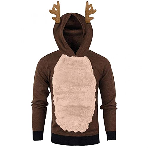 Weihnachtspullover Herren Lustig Weihnachten Ugly Christmas Sweater Pullover Hoodie Kapuzenpullover fur Männer mit Kapuze Oversize 3D Langarm Shirts Xmas Sweatshirt Weihnachtspulli Sweatjacke von Asija