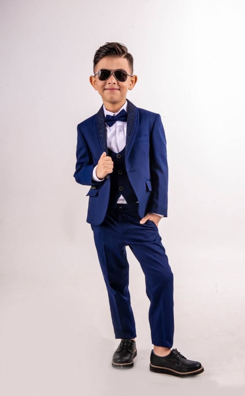 5-Teiliger Anzug Für Jungen, Blazer-Weste-Hochzeitsoutfit, Formelle Mode-Dünner Anzug, Revers-Tuxedo-Jacken-Set, Segen-Jungen-Outfit von AsilKids