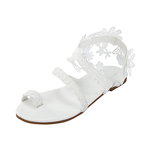 Asingaau Sandalen Damen Elegant Hausschuhe mit Sohle aus feinem Velourleder Römische Schuhe Anti-Rutsch Römersandalen Zehentrenner Flache Schuhe Fashion Schuh Leichte von Asingaau