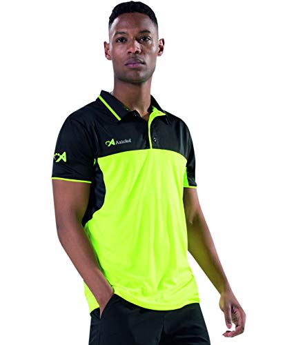 ASIOKA Herren Technisches Poloshirt M/C Modell Tokio Polohemd, Gelbgrün/Schwarz, M von Asioka
