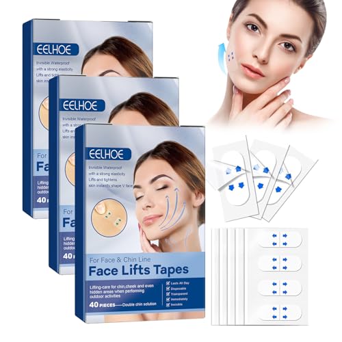 120 Stück Face Lifting Tape,Facelifting Aufkleber,Unsichtbares Face Lifttape Invisible,V-Förmiges Facelifting Tape,Geeignet zum Straffen Schlaffer Haut im Gesicht,am Hals und an den Augen von Asitanie