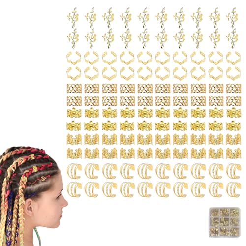 120 Pcs Haarschmuck Pirat Haarschmuck Gold PiratenkostüM Accessories Damen Dreadlocks Schmuck Modisch Und Vielseitig,Geeignet FüR Das TäGliche Leben,Partys von Asitanie