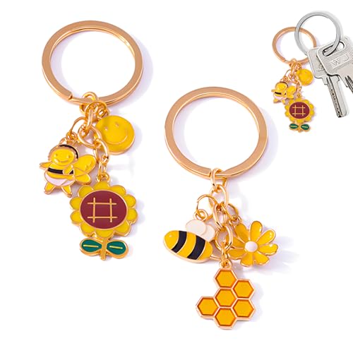 Asitanie 2 Stück Biene SchlüSselanhäNger Edelstahl Biene SchlüSsel Bienen AnhäNger Wasserdicht Biene SchlüSsel von Asitanie