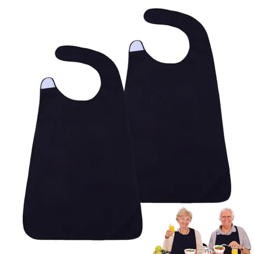 Asitanie 2 Stück Lätzchen für Erwachsene, Schlabberlatz für Erwachsene,Waschbar Verstellbare Latz,für Männer Frauen Senioren und Menschen mit Behinderung (Schwarz) von Asitanie