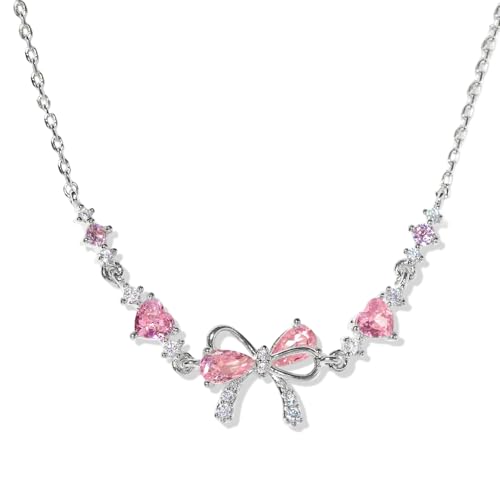 Asitanie Bow Zircon Bracelet- Friendship is Like a Bow Zirkon-Schleifenarmband Verstellbares Schleifen Armband SchleifeFreundschaftsarmbänder mit Weißem und Rosa Zirkon von Asitanie