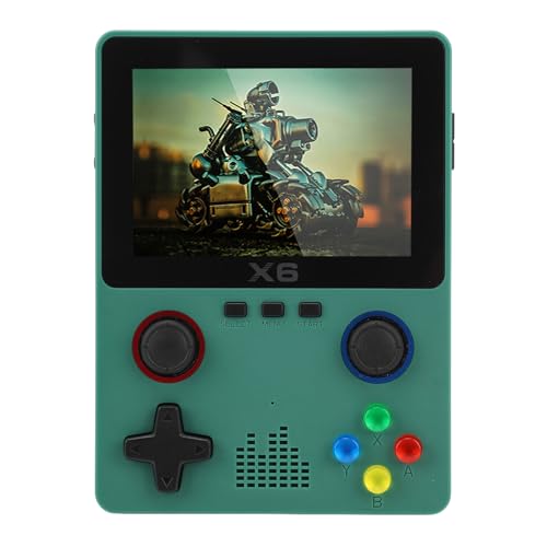 Asixxsix Handheld-Spielekonsole für Kinder, Retro-Spielekonsolen mit 3,5-Zoll-IPS-Bildschirm, Dual-3D-Joystick, Retro-Videospielkonsole, Unterstützt 11 Simulatoren, 2000 MAh (Green) von Asixxsix