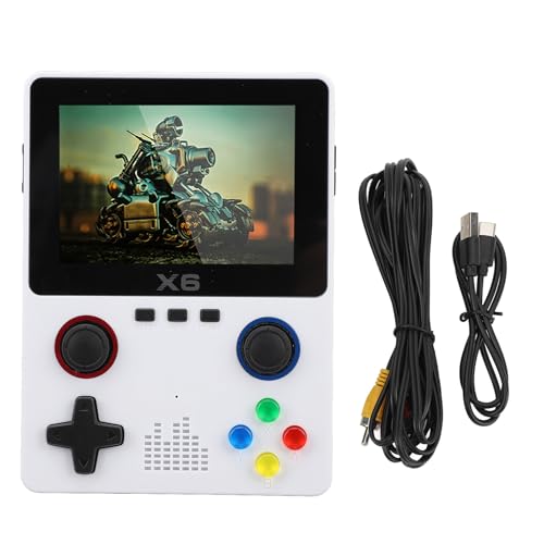 Asixxsix Handheld-Spielekonsole für Kinder, Retro-Spielekonsolen mit 3,5-Zoll-IPS-Bildschirm, Dual-3D-Joystick, Retro-Videospielkonsole, Unterstützt 11 Simulatoren, 2000 MAh (White) von Asixxsix