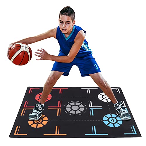 Basketball-Fußmatte, 2mm Faltbare Basketball-Trainingsmatte Dribble Silent Sports Hilfsrequisiten Gummi-Basketball-Trainingssystem für Kinder Teens, schwarz von Asixxsix