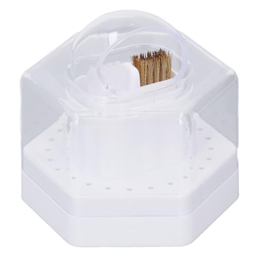 Nagelbohrer-Reinigungsbürstenetui, Nagelbohrer-Organizer, Ständerhalter und Organizer, 24 Löcher, Staubdichte Nagelbohrer-Aufbewahrungsbox mit Dual-Use-Bürsten für Salon von Asixxsix