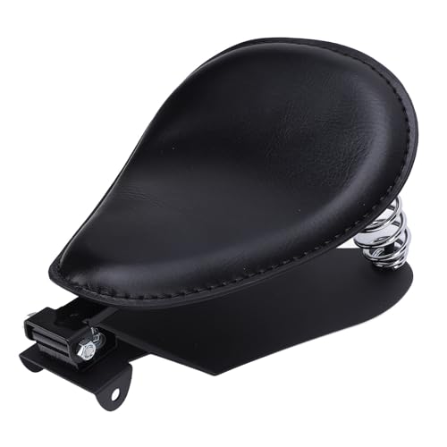 Motorrad Solo Sitz, Leder Motorrad Benutzer Definierte Solo-Feder Halterung Sitz PU-Leder, Leder Bobber Kissen mit Montage Sitz Basis Feder Halter Kit Ersatz für Motorrad (Black) von Asixxsix