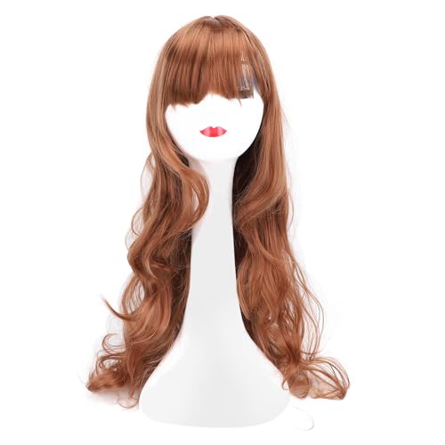 Wunderschöne, Weiche, Lange, Gewellte Perücke für Frauen, Natürlich Aussehende, Voluminöse Perücke, Synthetische, Hitzebeständige Faserperücke mit Atmungsaktivem Netzfutter von Asixxsix