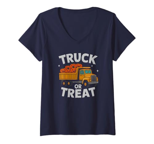 Damen Schule Halloween Truck or Treat Kinder Magische Hexe Vampir T-Shirt mit V-Ausschnitt Damen Schule Halloween Truck or Treat Kinder Magische Hexe Vampir T-Shirt mit V-Ausschnitt von Ask Me About Black Cat Zombie Candy Humor