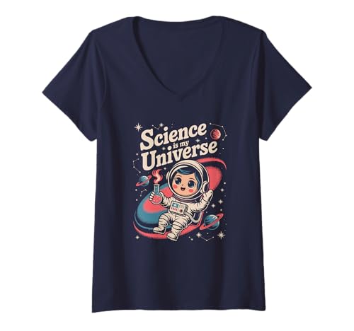 Damen Funny Science is My Universe Squad Camp-Lehrer Ich unterrichte Nerd T-Shirt mit V-Ausschnitt Damen Funny Science is My Universe Squad Camp-Lehrer Ich unterrichte Nerd T-Shirt mit V-Ausschnitt von Ask Me About Learn Geek Think Graduate STEM Team
