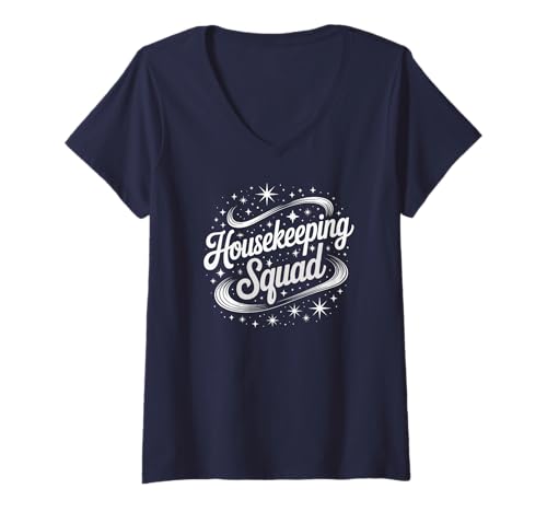 Damen Classic Housekeeping Squad Reinigungsstaubsauger für Dienstmädchen T-Shirt mit V-Ausschnitt von Ask Me About Tidy Crew Professional Housekeeper