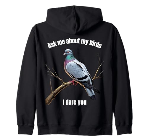 Pigeon Racing Fancier Breeder Lustiger Vogelbeobachter Bleib cool Herren Kapuzenjacke Pigeon Racing Fancier Breeder Lustiger Vogelbeobachter Bleib cool Herren Kapuzenjacke von Ask me about my birds. I dare you. Bird Humor joke