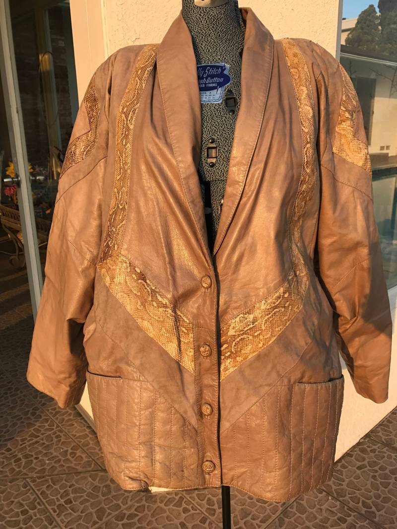 1980Er Jahre Leder/Schlangenhaut Verheiratet, Die Verrückt Mob Jacke 1980Er Jahre Leder/Schlangenhaut Verheiratet, Die Verrückt Mob Jacke von AskTheDustVintage