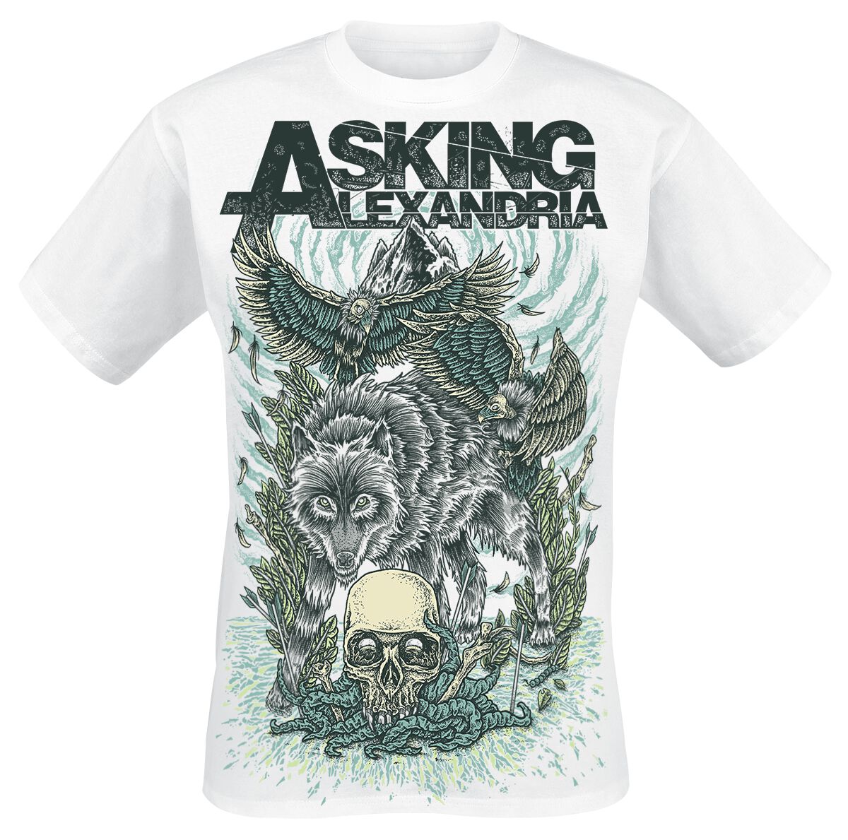 Asking Alexandria T-Shirt - Winter Wolf - S bis 4XL - für Männer - Größe S - weiß  - Lizenziertes Merchandise! von Asking Alexandria