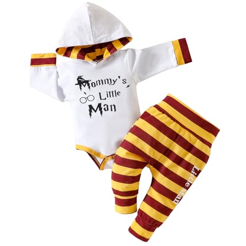 Asmea Baby Kleidung Harry Baby Kleidung Mommy's Little Man Neugeborene Jungen Mädchen Langarm Body + Hose Harry Babyartikel Baby Geschenk Junge Baby Shower 2PCS Babykleidung Neutral Weiß von Asmea