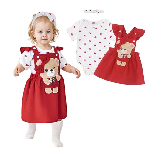 Asmea Baby Kleidung Mädchen Bären Neugeborene Kleidung Rüschen Strampler Strapse Rock Bekleidungssets für Baby-Mädchen Baby Geschenk Mädchen Babykleidung Mädchen 9-12 Monate von Asmea