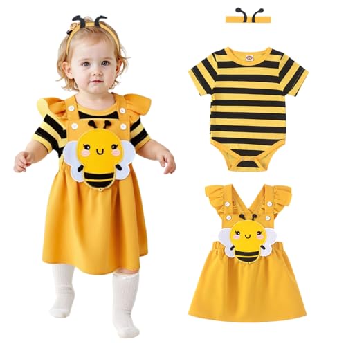Asmea Baby Kleidung Mädchen Biene Neugeborene Kleidung Rüschen Strampler Strapse Rock Bekleidungssets für Baby-Mädchen Baby Geschenk Mädchen Babykleidung Mädchen 6-9 Monate von Asmea