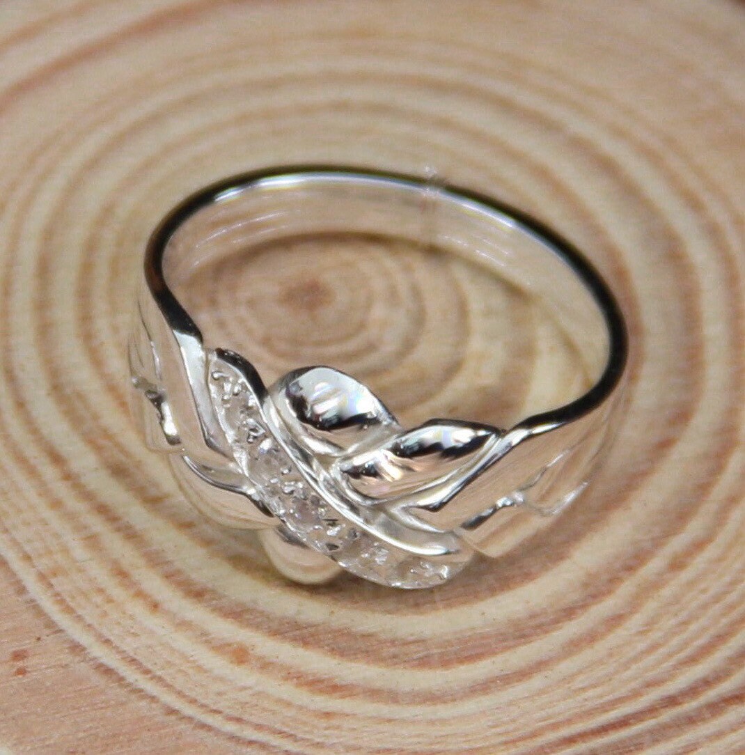 4 Band Weißer Zirkon Puzzle Ring - Sterling Silber 4 Band Weißer Zirkon Puzzle Ring - Sterling Silber von AsoJewelryDesigns
