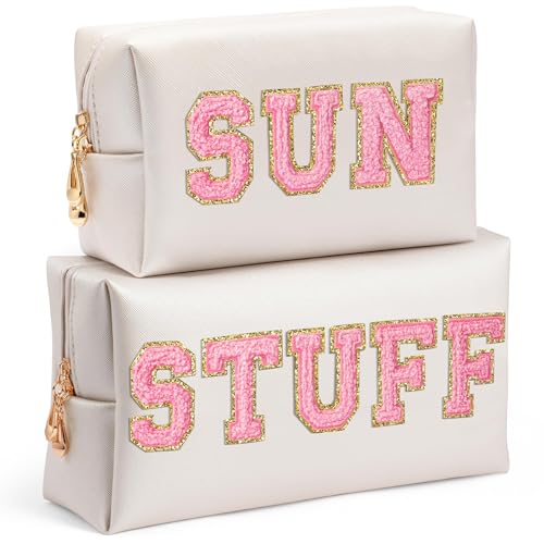 AsodSway Adrette Patch-Kosmetiktasche, Pink, Stuff Sun Pink von AsodSway