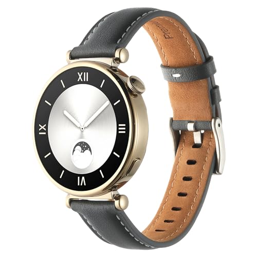 AsohsEN GT4 Ersatzarmband, 41 mm, weiches Leder, Sportarmband, kompatibel mit Huawei GT4 41 mm Smartwatch, verstellbares Uhrenarmband für GT4, 41 mm, für Damen und Herren, Grau von AsohsEN