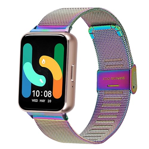 Ersatz-Armband für Galaxy Fit 3, geflochtenes Metallarmband, kompatibel mit Samsung Galaxy Fit 3 SM-R390 Smartwatch, verstellbares Armband für Galaxy Fit 3, Damen und Herren, bunt von AsohsEN