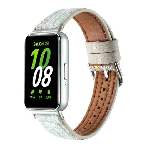 Ersatzbänder für Galaxy Fit 3, weiches Leder, Sportbänder, kompatibel mit Samsung Galaxy Fit 3 SM-R390 Smartwatch, verstellbares Uhrenarmband für Galaxy Fit 3, Damen und Herren, Hellgrün von AsohsEN