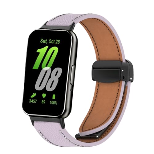 Galaxy Fit 3 Ersatzbänder, Leder-Faltschnalle, Sportbänder, kompatibel mit Samsung Galaxy Fit 3 SM-R390 Smartwatch, verstellbares Uhrenarmband für Galaxy Fit 3, Damen und Herren, Violett von AsohsEN