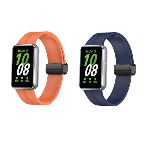 Galaxy Fit 3 Ersatzbänder, weiches Silikon, Sportbänder, kompatibel mit Samsung Galaxy Fit 3 SM-R390 Smartwatch, verstellbares Uhrenarmband für Galaxy Fit 3, Damen und Herren, Orange und Blau von AsohsEN