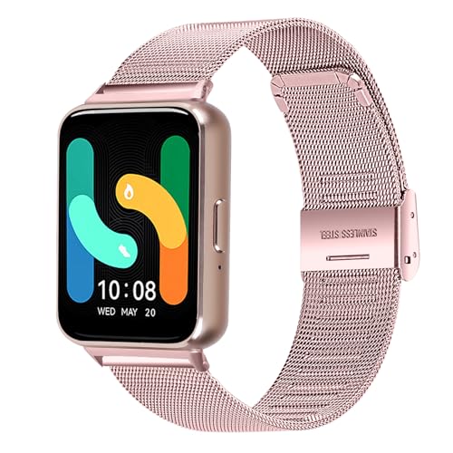 Galaxy Fit 3 Metall-Ersatzbänder, geflochtenes Metallarmband, kompatibel mit Samsung Galaxy Fit 3 SM-R390 Smartwatch, verstellbares Armband für Galaxy Fit 3, Damen und Herren, Rosa von AsohsEN